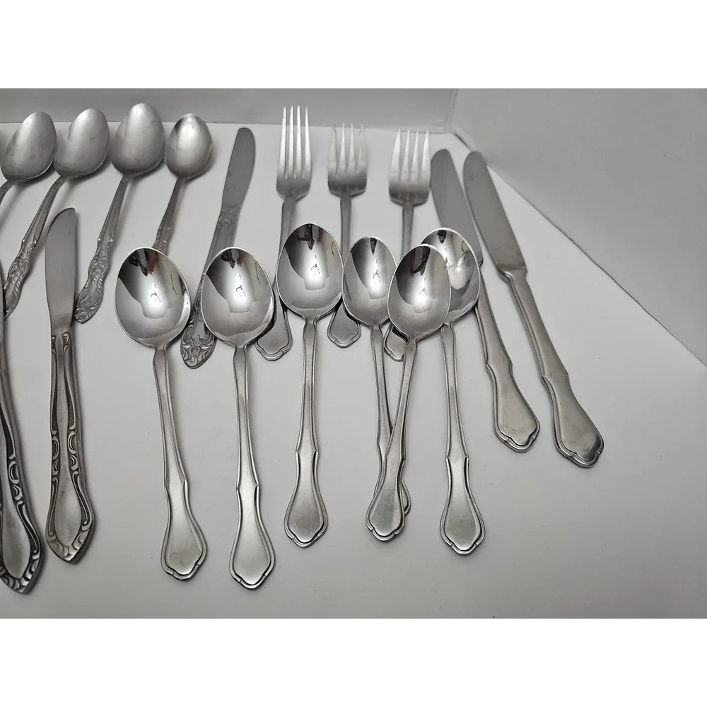 28pc Stainless Steel Silverware Flatware Lot‎ Assorted Pieces Mixed Patterns